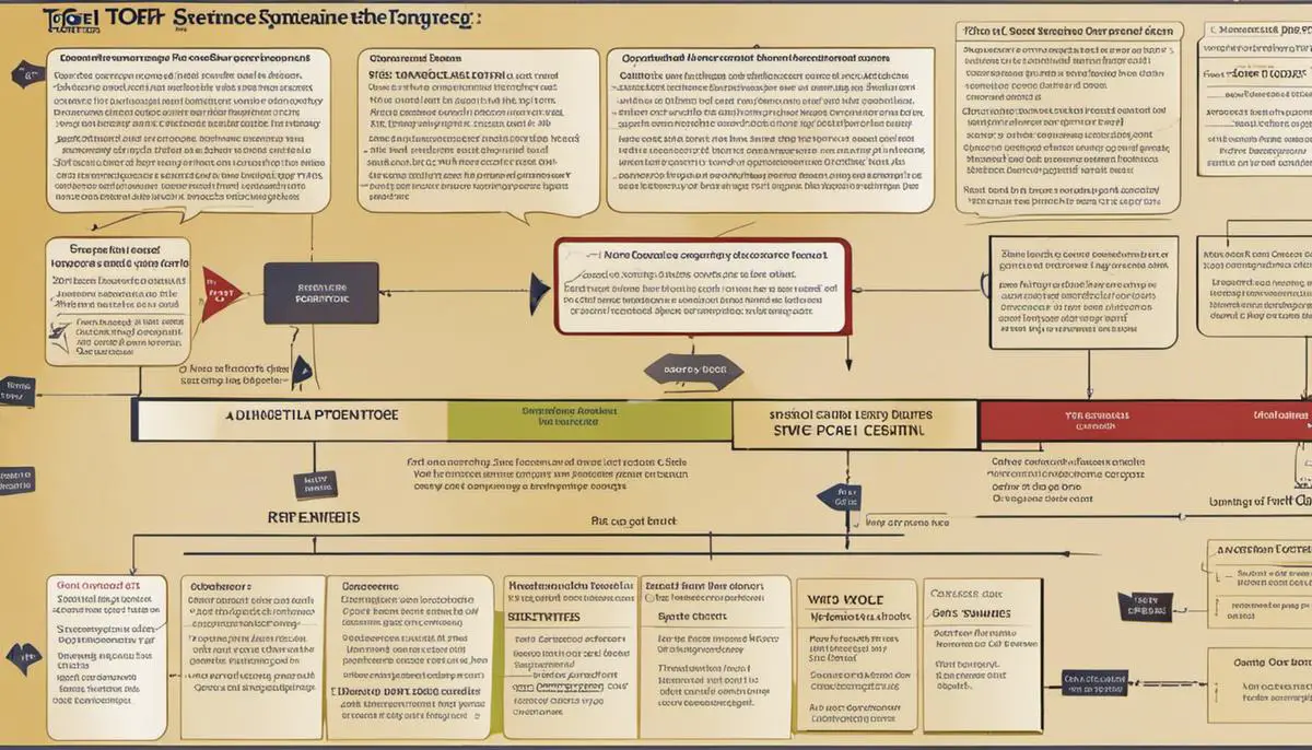 A diagram showing the different sentence patterns for the TOEFL exam.