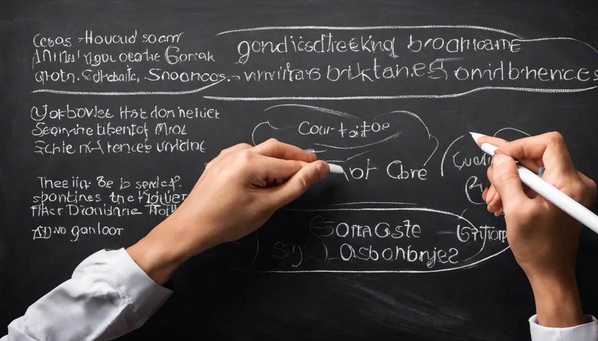 An image of a person writing on a blackboard with different types of conditional sentences written and circled
